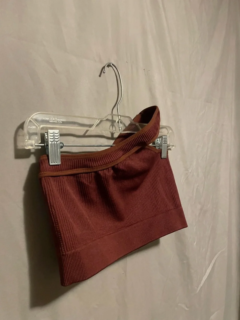 One-Shoulder Ribbed Tube Top - Brick Red - Picture 2 of 6